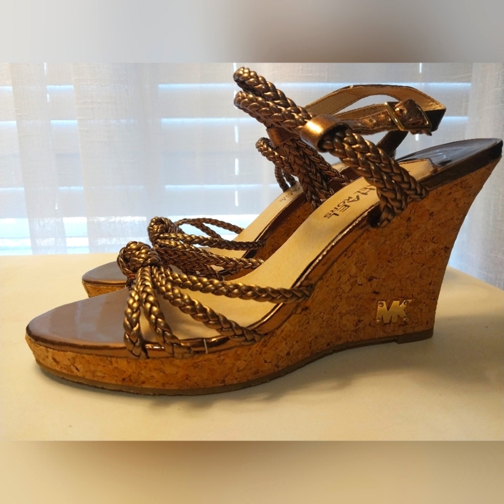 Michael Kors Palm Beach Sandal Wedges, 6M, Bronze